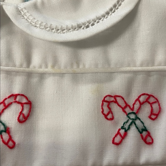 White Baby Romper with Red Candy Cane Embroidery - Picture 6 of 9